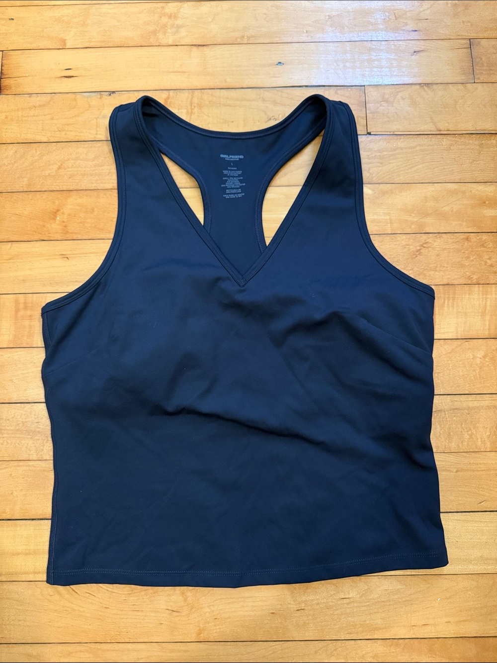 girlfriend collective Navy blue V-Neck Racerback Crop Tank